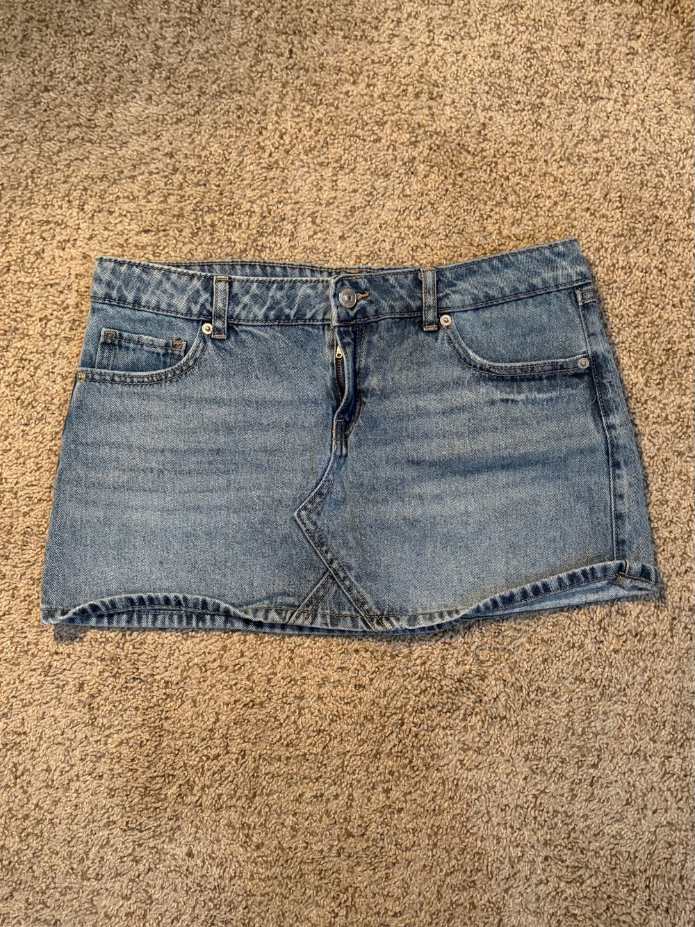 Rewash Light Blue Denim Mini Skirt with Front Detail